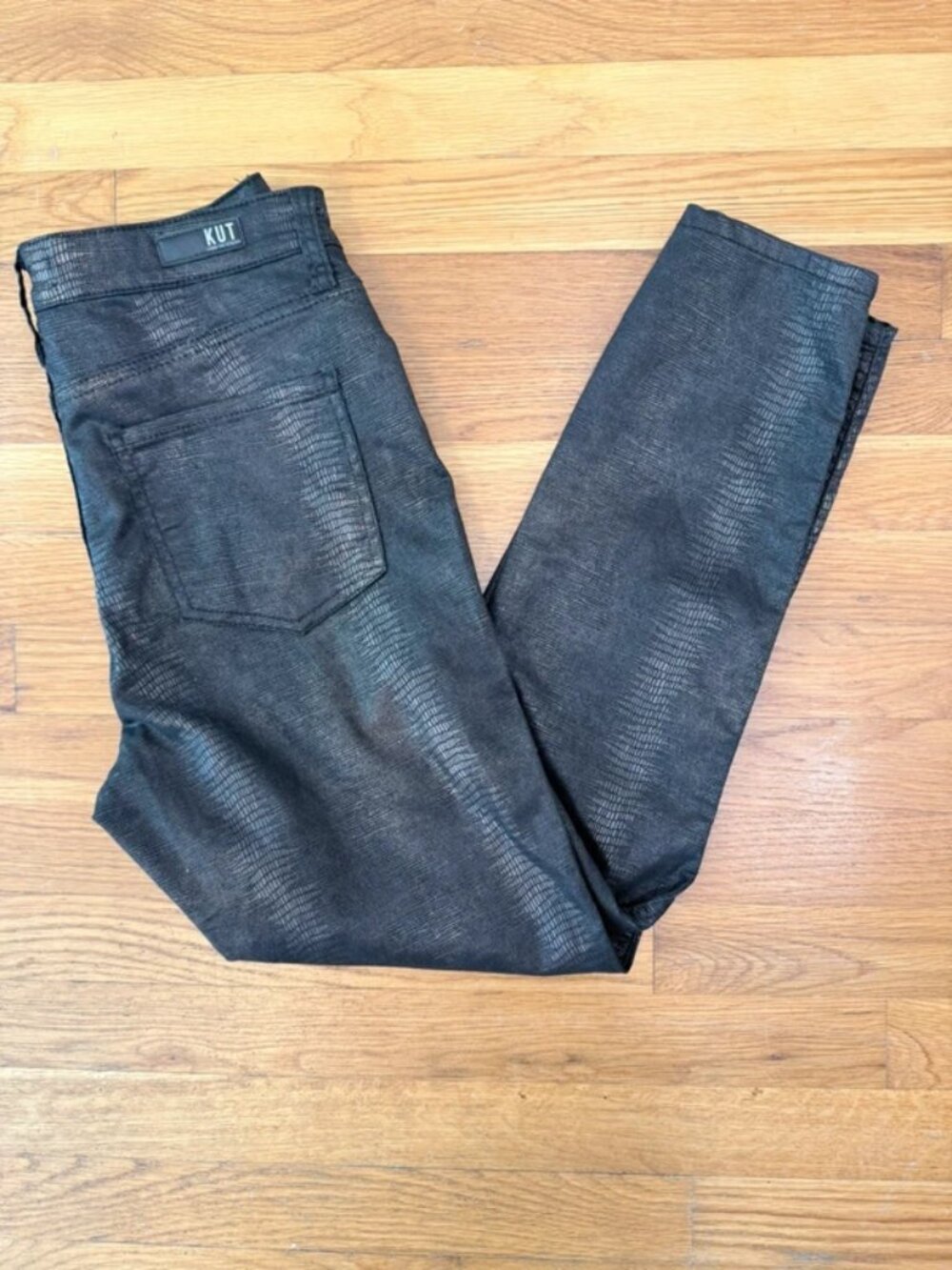 Snakeskin Coated Black Bronze Connie Ankle Jeans SZ 6
